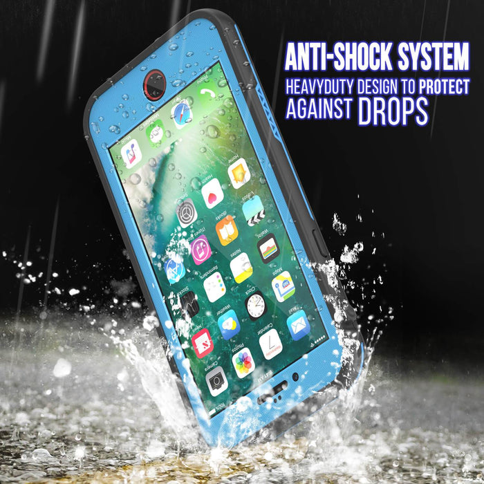 iPhone 7+ Plus Waterproof Case, Punkcase SpikeStar Light-Blue Series | Thin Fit 6.6ft Underwater IP68 (Color in image: purple)