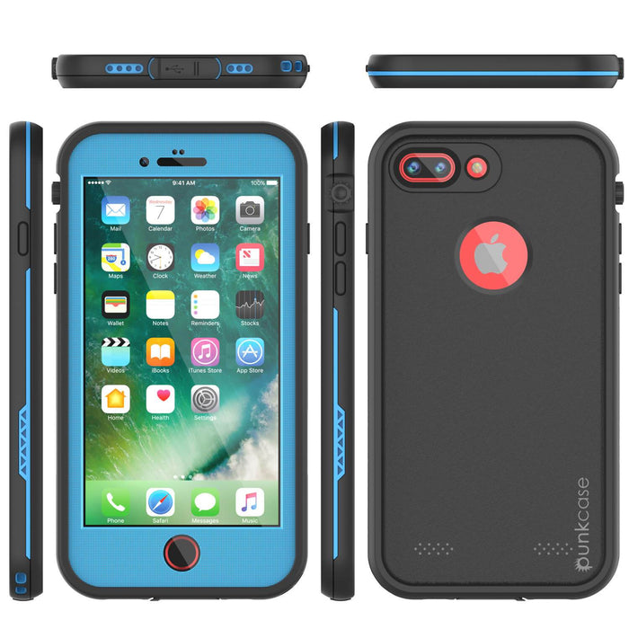 iPhone 7+ Plus Waterproof Case, Punkcase SpikeStar Light-Blue Series | Thin Fit 6.6ft Underwater IP68 (Color in image: teal)