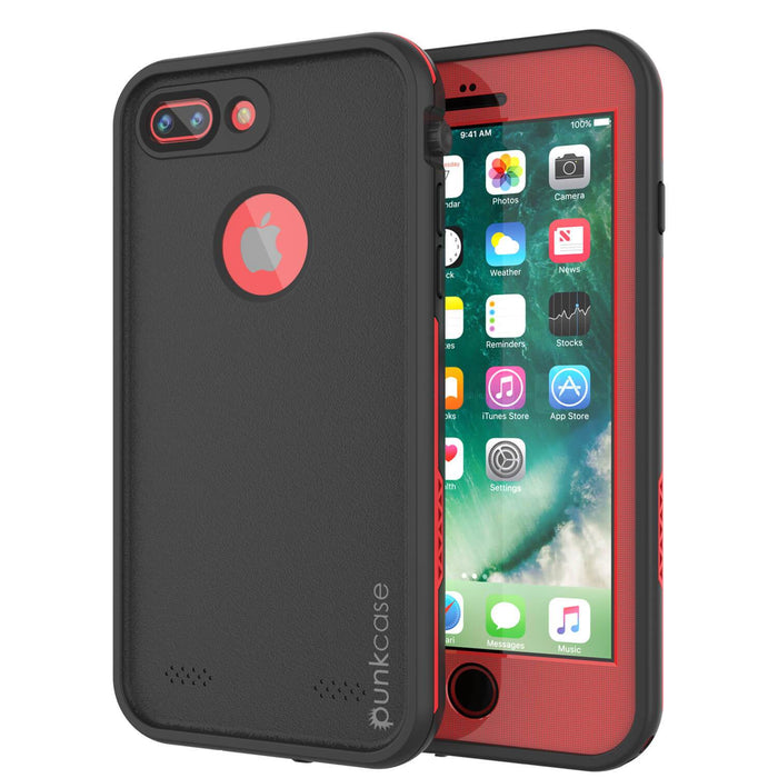 iPhone 7+ Plus Waterproof Case, Punkcase SpikeStar Red Series | Thin Fit 6.6ft Underwater IP68 (Color in image: red)