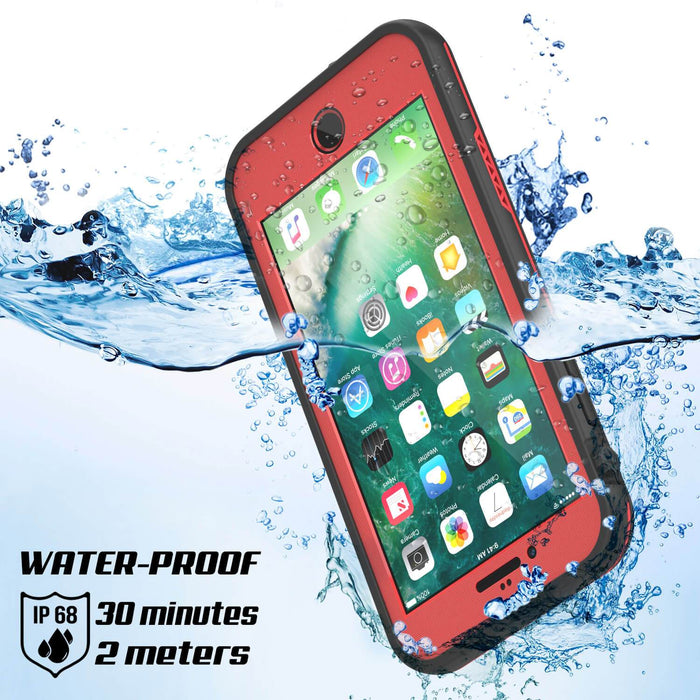 iPhone 7+ Plus Waterproof Case, Punkcase SpikeStar Red Series | Thin Fit 6.6ft Underwater IP68 (Color in image: black)
