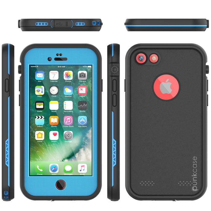 iPhone 7 Waterproof Case, Punkcase SpikeStar Light-Blue Series | Thin Fit 6.6ft Underwater IP68 (Color in image: teal)