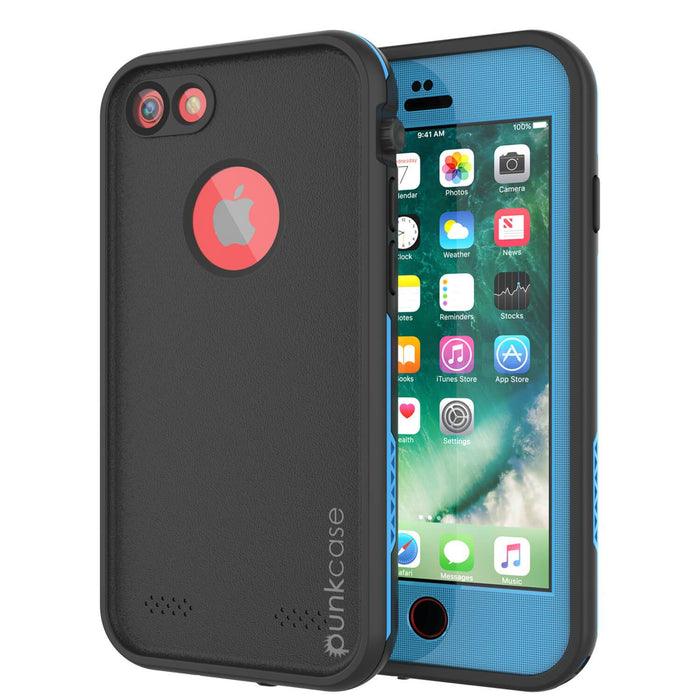 iPhone 7 Waterproof Case, Punkcase SpikeStar Light-Blue Series | Thin Fit 6.6ft Underwater IP68 (Color in image: light blue)