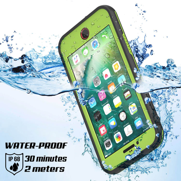 iPhone 7 Waterproof Case, Punkcase SpikeStar Light-Green Series | Thin Fit 6.6ft Underwater IP68 (Color in image: black)