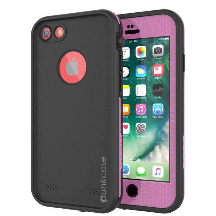 iPhone 7 Waterproof Case, Punkcase SpikeStar Pink Series | Thin Fit 6.6ft Underwater IP68 (Color in image: pink)