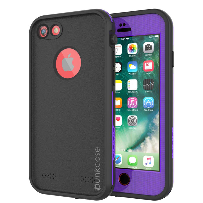 iPhone 7 Waterproof Case, Punkcase SpikeStar Purple Series | Thin Fit 6.6ft Underwater IP68 (Color in image: purple)