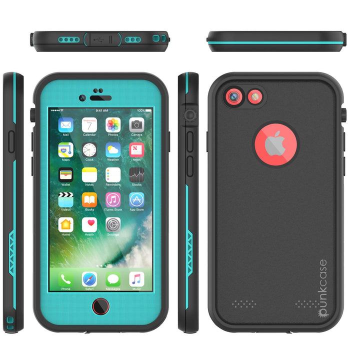 iPhone 7 Waterproof Case, Punkcase SpikeStar Teal Series | Thin Fit 6.6ft Underwater IP68 (Color in image: red)