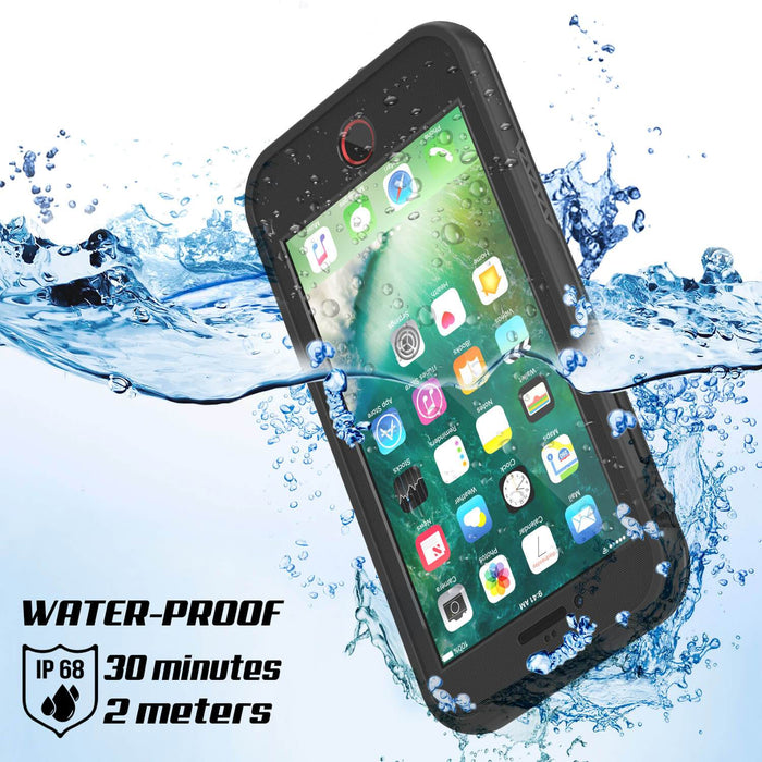 iPhone 8 Waterproof Case, Punkcase SpikeStar Black Series | Thin Fit 6.6ft Underwater IP68 (Color in image: red)