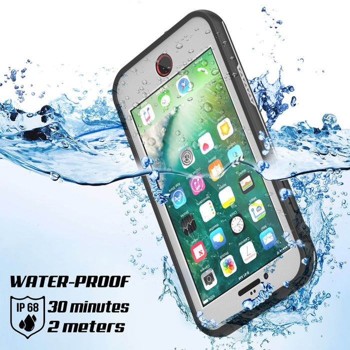 iPhone 8 Waterproof Case, Punkcase SpikeStar White Series | Thin Fit 6.6ft Underwater IP68 (Color in image: black)