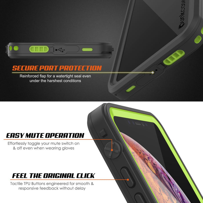 iPhone XR Waterproof Case, Punkcase [Extreme Series] Armor Cover W/ Built In Screen Protector [Light Green] (Color in image: Black)