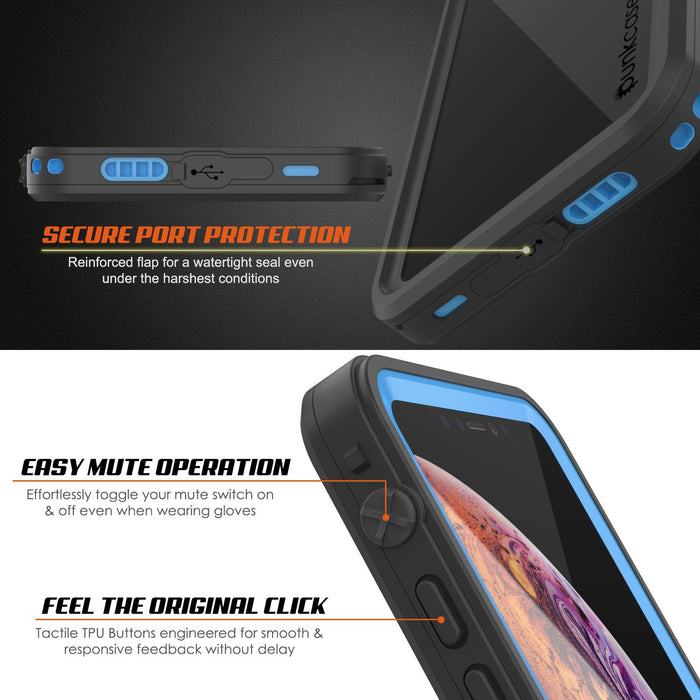 iPhone XR Waterproof Case, Punkcase [Extreme Series] Armor Cover W/ Built In Screen Protector [Light Blue] (Color in image: White)
