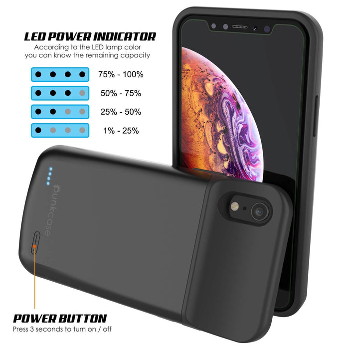 iPhone 11 Pro Max Battery Case, PunkJuice 5000mAH Fast Charging Power Bank W/ Screen Protector | [Black] (Color in image: gold)