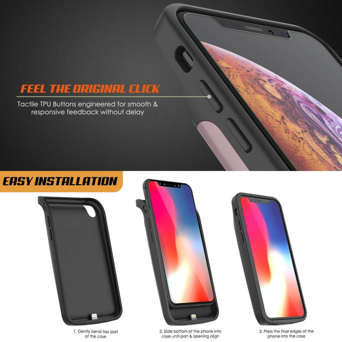 iPhone 11 Pro Battery Case, PunkJuice 5000mAH Fast Charging Power Bank W/ Screen Protector | [Rose-Gold] (Color in image: red)