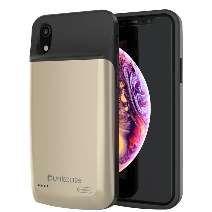 iPhone 11 Pro Max Battery Case, PunkJuice 5000mAH Fast Charging Power Bank W/ Screen Protector | [Gold] (Color in image: gold)