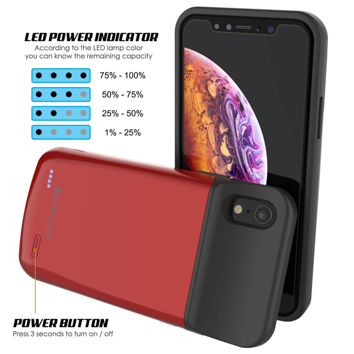iPhone 11 Pro Max Battery Case, PunkJuice 5000mAH Fast Charging Power Bank W/ Screen Protector | [Red] (Color in image: gold)