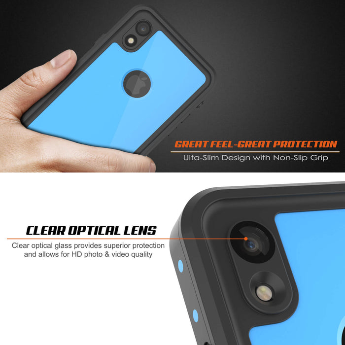 iPhone XR Waterproof IP68 Case, Punkcase [Light blue] [StudStar Series] [Slim Fit] [Dirtproof] (Color in image: Clear.)