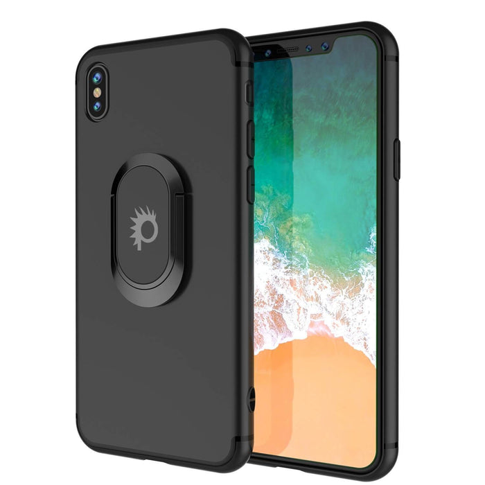 iPhone XS Case, Punkcase Magnetix Protective TPU Cover W/ Kickstand, Tempered Glass Screen Protector [Black] (Color in image: black)