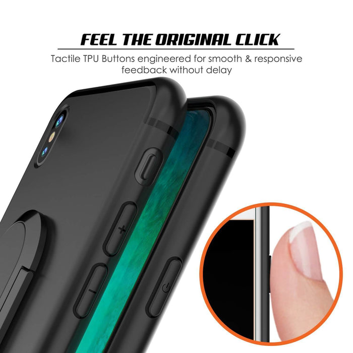 iPhone XS Case, Punkcase Magnetix Protective TPU Cover W/ Kickstand, Tempered Glass Screen Protector [Black] (Color in image: red)