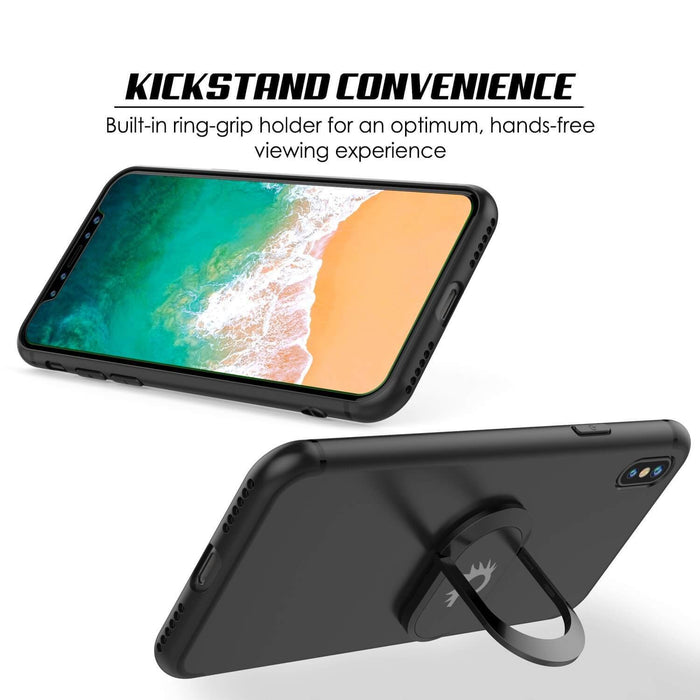 iPhone XS Case, Punkcase Magnetix Protective TPU Cover W/ Kickstand, Tempered Glass Screen Protector [Black] (Color in image: blue)