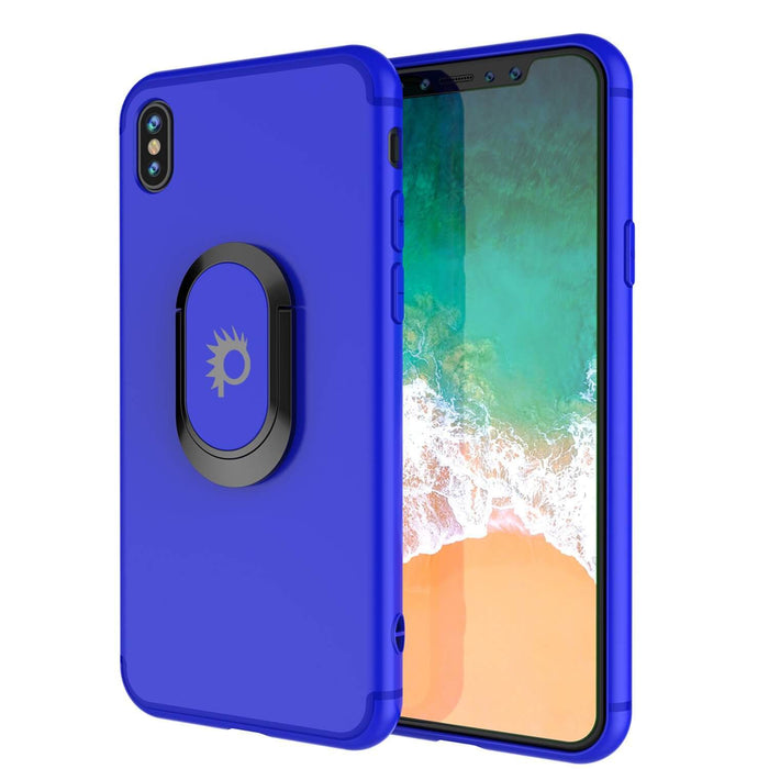 iPhone XS Case, Punkcase Magnetix Protective TPU Cover W/ Kickstand, Tempered Glass Screen Protector [Blue] (Color in image: blue)