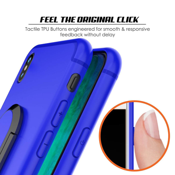 iPhone XS Case, Punkcase Magnetix Protective TPU Cover W/ Kickstand, Tempered Glass Screen Protector [Blue] (Color in image: black)
