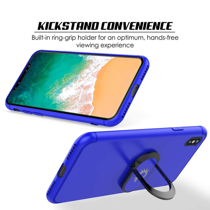 iPhone XS Case, Punkcase Magnetix Protective TPU Cover W/ Kickstand, Tempered Glass Screen Protector [Blue] (Color in image: red)