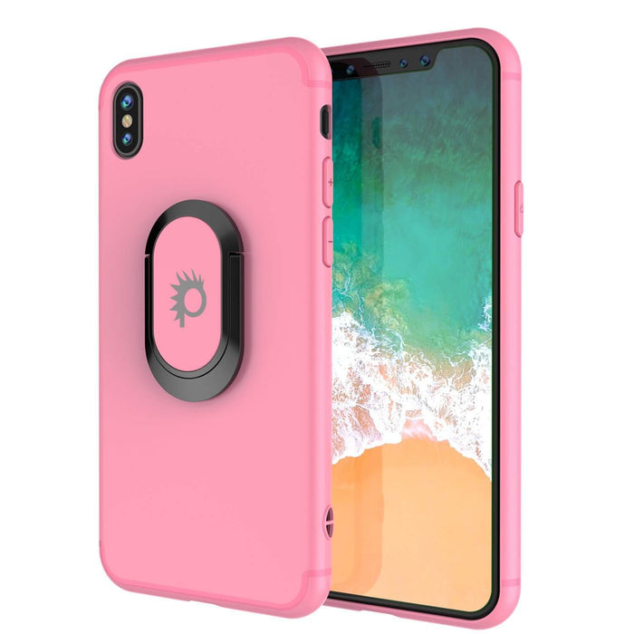 iPhone XS Case, Punkcase Magnetix Protective TPU Cover W/ Kickstand, Tempered Glass Screen Protector [Pink] (Color in image: pink)