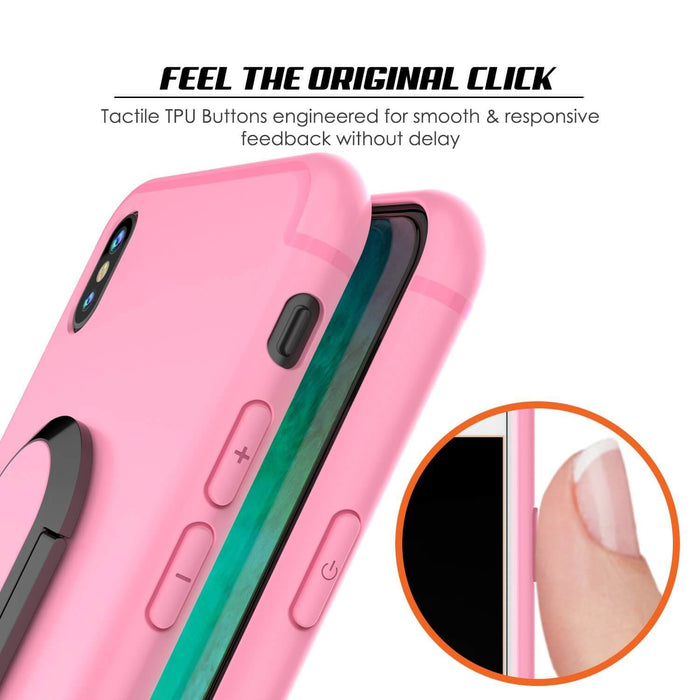 iPhone XS Case, Punkcase Magnetix Protective TPU Cover W/ Kickstand, Tempered Glass Screen Protector [Pink] (Color in image: black)
