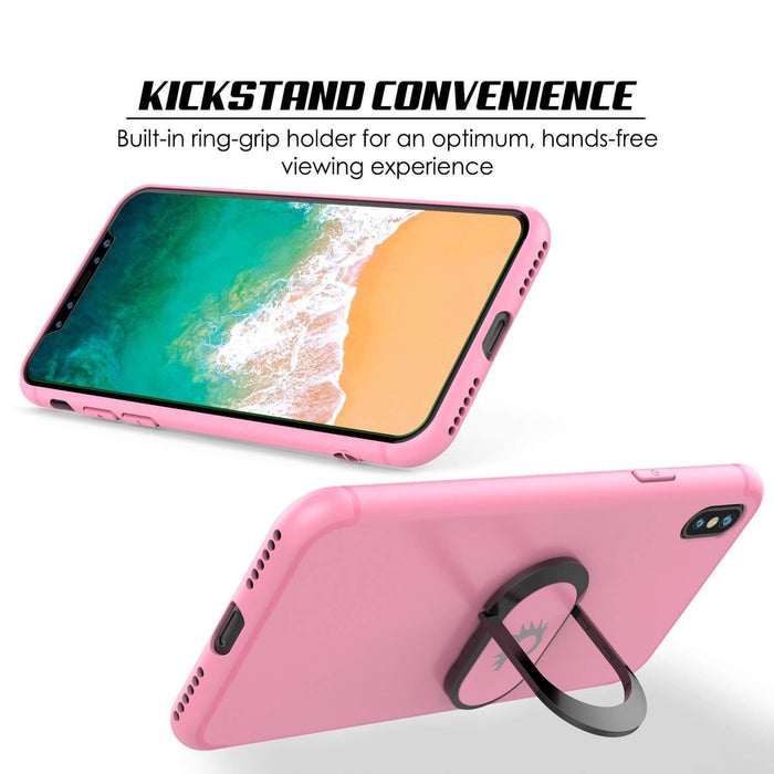 iPhone XS Case, Punkcase Magnetix Protective TPU Cover W/ Kickstand, Tempered Glass Screen Protector [Pink] (Color in image: blue)