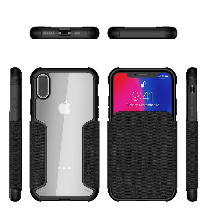 iPhone Xs Max Case, Ghostek Exec 3 Series for iPhone Xs Max / iPhone Pro Protective Wallet Case [BLACK] (Color in image: Red)