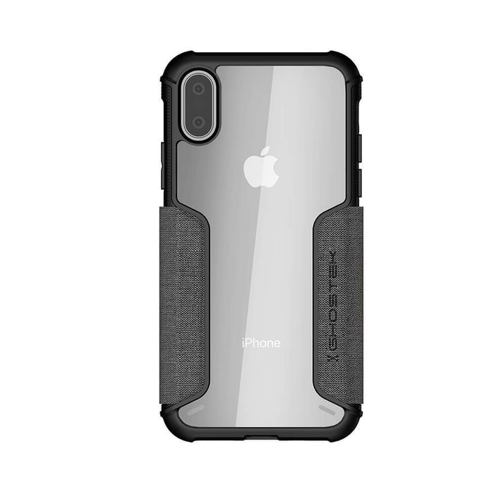 iPhone Xs Max Case, Ghostek Exec 3 Series for iPhone Xs Max / iPhone Pro Protective Wallet Case [Gray] (Color in image: Black)