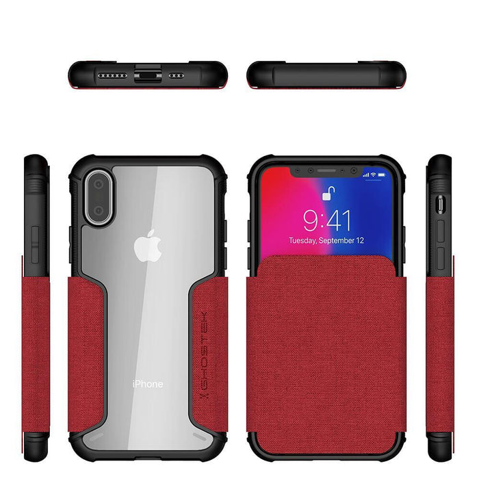 iPhone Xs Max Case, Ghostek Exec 3 Series for iPhone Xs Max / iPhone Pro Protective Wallet Case [RED] (Color in image: Black)