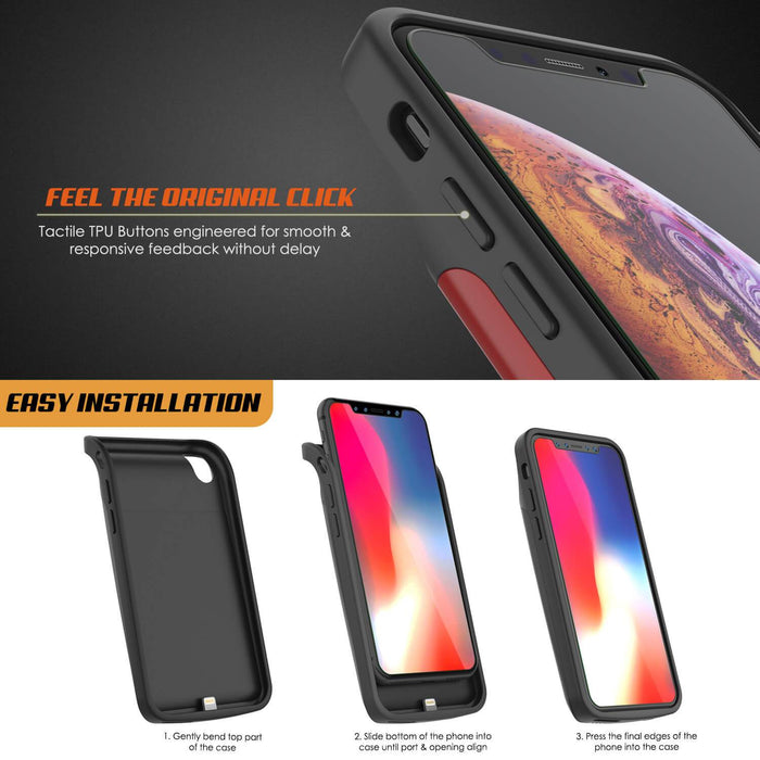 iphone XS Max Battery Case, PunkJuice 5000mAH Fast Charging Power Bank W/ Screen Protector | [Red] (Color in image: black)