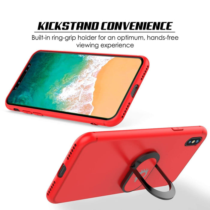 iPhone XS Max Case, Punkcase Magnetix Protective TPU Cover W/ Kickstand, Tempered Glass Screen Protector [Red] (Color in image: blue)
