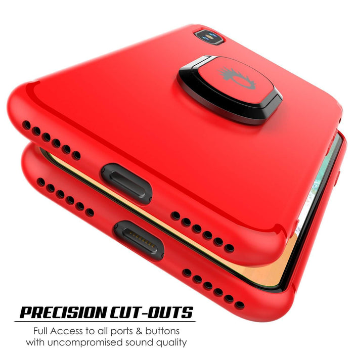 iPhone XS Max Case, Punkcase Magnetix Protective TPU Cover W/ Kickstand, Tempered Glass Screen Protector [Red] 