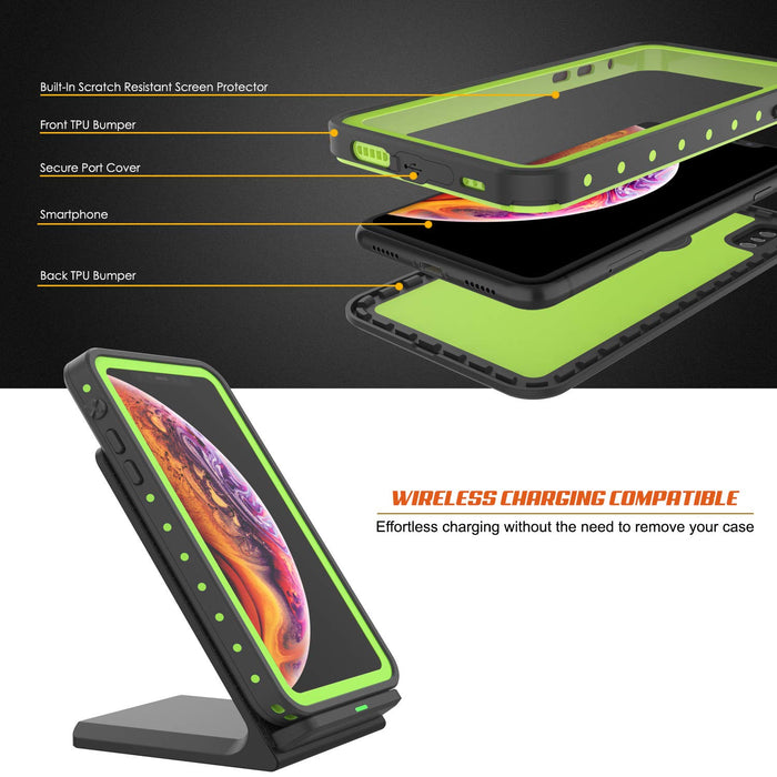 iPhone XS Max Waterproof IP68 Case, Punkcase [Light green] [StudStar Series] [Slim Fit] [Dirtproof] (Color in image: pink)