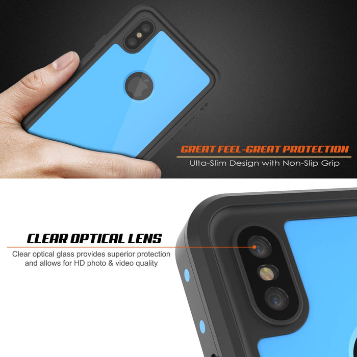 iPhone XS Max Waterproof IP68 Case, Punkcase [Light blue] [StudStar Series] [Slim Fit] [Dirtproof] (Color in image: purple)