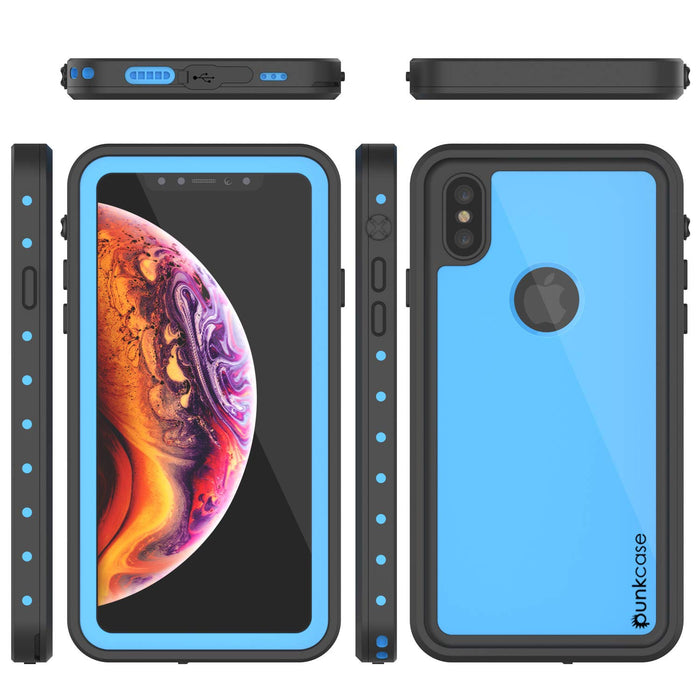 iPhone XS Max Waterproof IP68 Case, Punkcase [Light blue] [StudStar Series] [Slim Fit] [Dirtproof] (Color in image: teal)