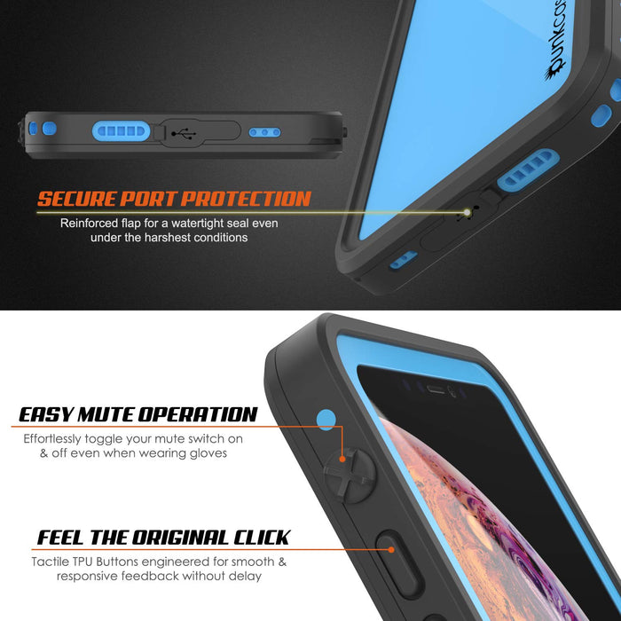 iPhone XS Max Waterproof IP68 Case, Punkcase [Light blue] [StudStar Series] [Slim Fit] [Dirtproof] (Color in image: Clear.)