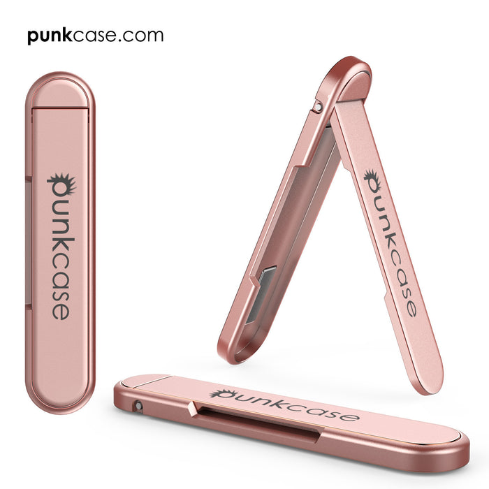 PUNKCASE FlickStick Universal Cell Phone Kickstand for all Mobile Phones & Cases with Flat Backs, One Finger Operation (Rose Gold) (Color in image: White)