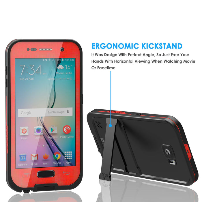 Galaxy S6 Waterproof Case, Punkcase SpikeStar Red Water/Shock/Dirt/Snow Proof | Lifetime Warranty (Color in image: pink)