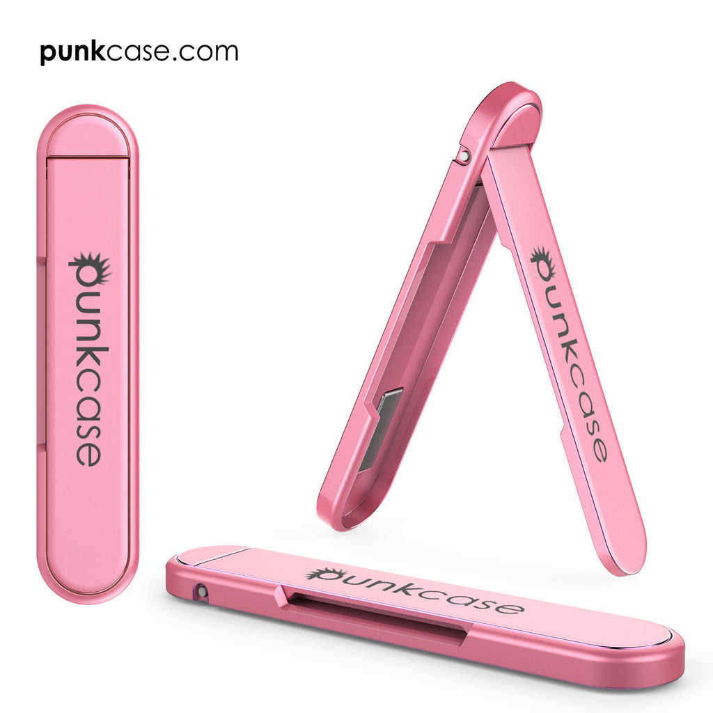PUNKCASE FlickStick Universal Cell Phone Kickstand for all Mobile Phones & Cases with Flat Backs, One Finger Operation (Pink) (Color in image: White)