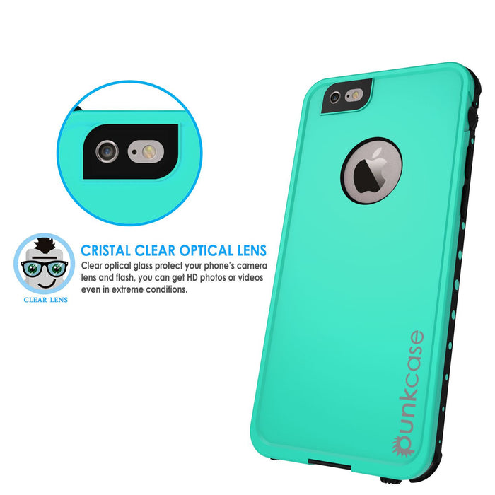iPhone 6S+/6+ Plus Waterproof Case, PUNKcase StudStar Teal w/ Attached Screen Protector | Warranty (Color in image: light green)