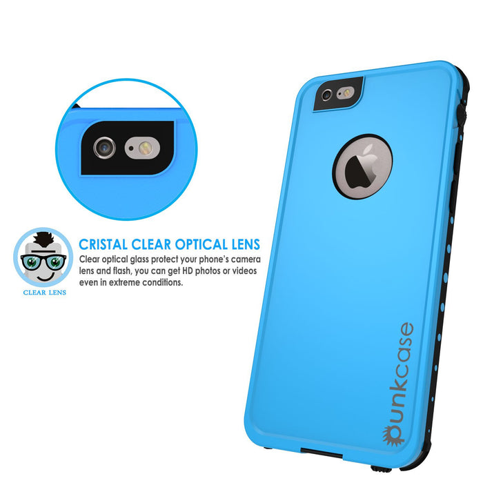 iPhone 6S+/6+ Plus Waterproof Case, PUNKcase StudStar Light Blue w/ Attached Screen Protector (Color in image: white)