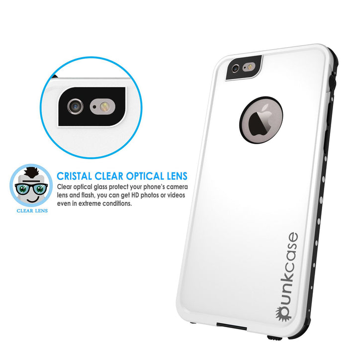 iPhone 6S+/6+ Plus Waterproof Case, PUNKcase StudStar White w/ Attached Screen Protector | Warranty (Color in image: light blue)