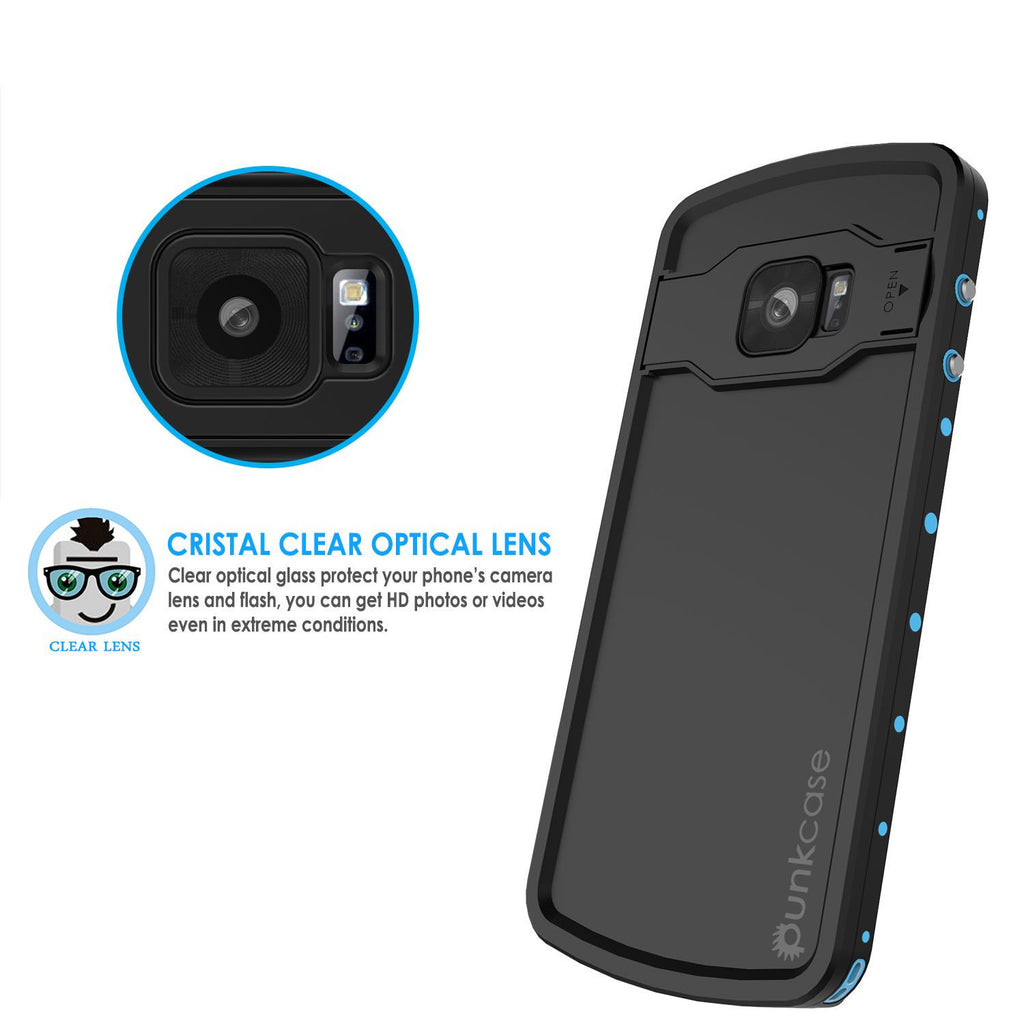 Galaxy s6 EDGE Plus Waterproof Case, Punkcase StudStar Light Blue Series | Lifetime Warranty (Color in image: black)