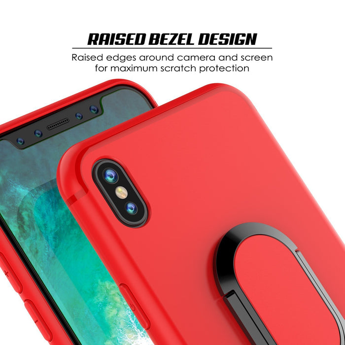 iPhone X Case, Punkcase Magnetix Protective TPU Cover W/ Kickstand, Tempered Glass Screen Protector [Red] 
