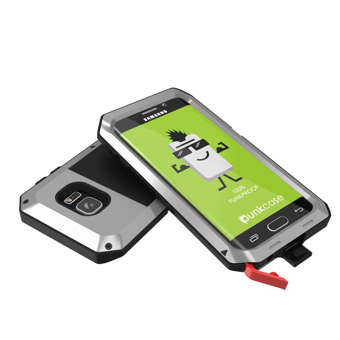 Galaxy S7 EDGE  Case, PUNKcase Metallic Silver Shockproof  Slim Metal Armor Case (Color in image: neon)