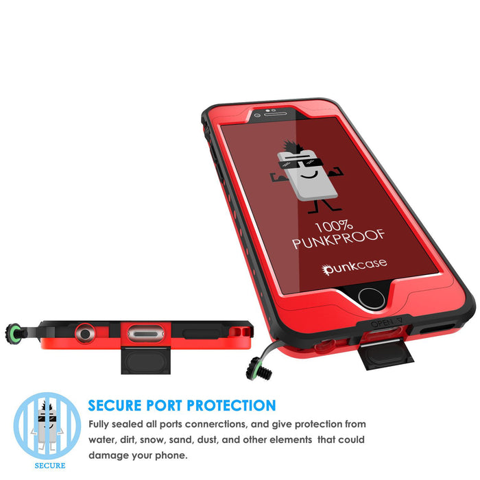 iPhone 6S+/6+ Plus Waterproof Case, PUNKcase StudStar Red w/ Attached Screen Protector | Warranty (Color in image: pink)