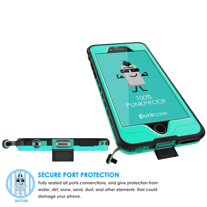 iPhone 6S+/6+ Plus Waterproof Case, PUNKcase StudStar Teal w/ Attached Screen Protector | Warranty (Color in image: white)