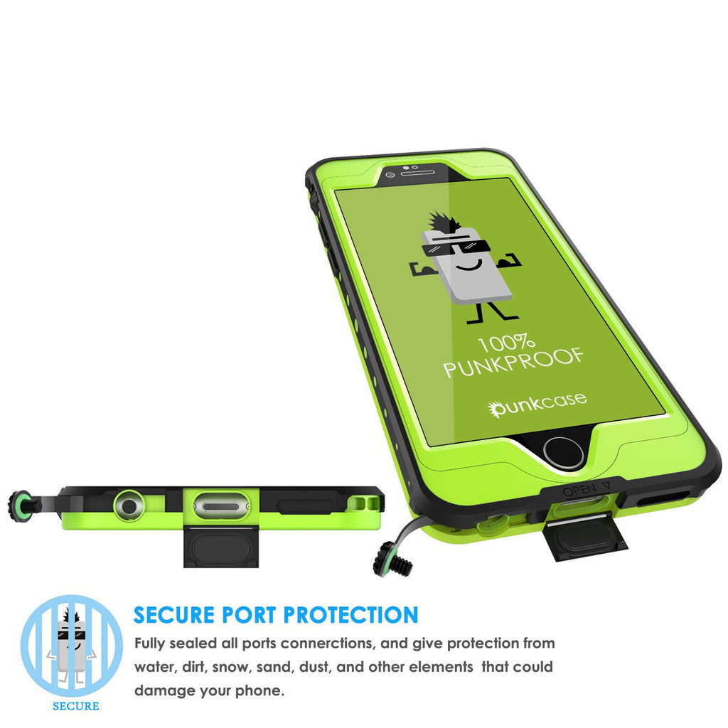 iPhone 6S+/6+ Plus Waterproof Case, PUNKcase StudStar Light Green w/ Attached Screen Protector (Color in image: white)